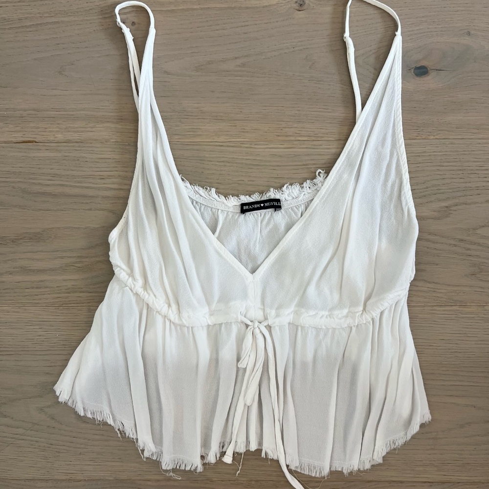 Brandy Melville White Camisole with Tie Front